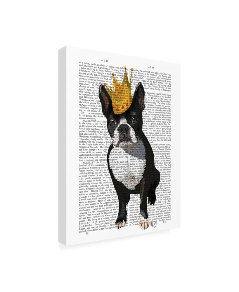 Fab Funky Boston Terrier and Crown Canvas Art