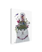 Fab Funky Cat, White with Butterfly Bell Jar Canvas Art - 15.5" x 21"