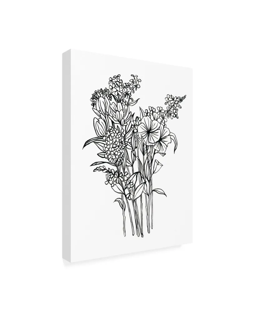 Emma Scarvey Black and White Bouquet Ii Canvas Art - 27" x 33.5"