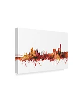 Michael Tompsett Manchester England Skyline Red Ii Canvas Art - 37" x 49"