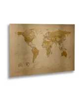 Michael Tompsett Antique World Map Floating Brushed Aluminum Art - 22" x 25"