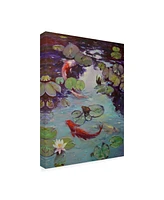 Chuck Larivey Red Koi and Lilies Canvas Art - 20" x 25"