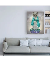 Fab Funky Grey Cat with Bells, Full Canvas Art - 36.5" x 48"