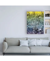 Michael Tompsett Leeuwarden Netherlands City Map Blue Yellow Canvas Art - 36.5" x 48"