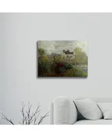 Claude Monet The Artist's Garden in Argenteuil Floating Brushed Aluminum Art - 22" x 25"