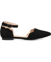 Journee Collection Women's Lana Scalloped Edge Ankle Strap Flats