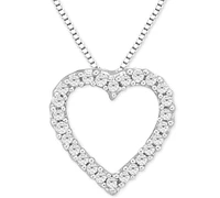 Diamond Heart Pendant Necklace in 14k White Gold (1/10 ct. t.w.)