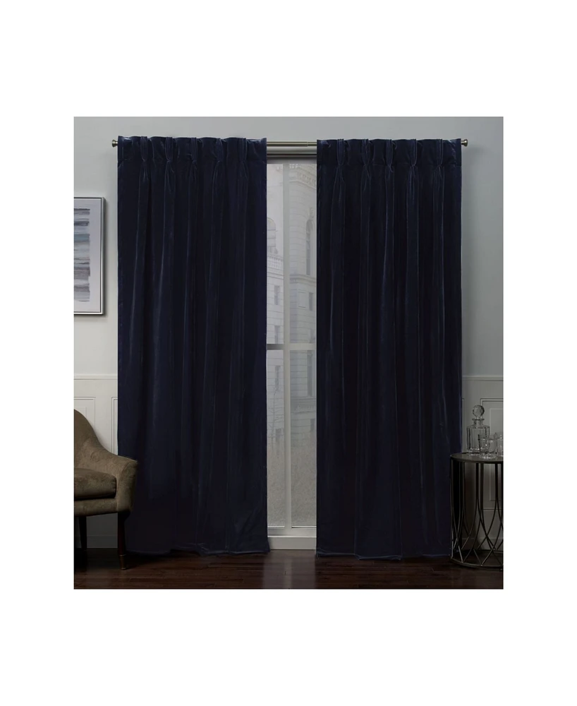 Exclusive Home Curtains Velvet Heavyweight Pinch Pleat Curtain Panel Pair, 27" x 108"