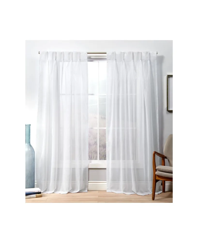 Exclusive Home Curtains Penny Sheer Embellished Stripe Grommet Top Curtain Panel Pair