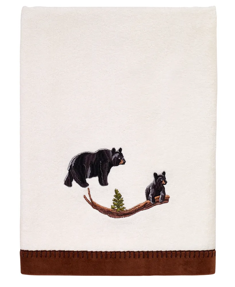 Avanti Black Playful Bears Lodge Cotton Bath Towel, 27" x 50"