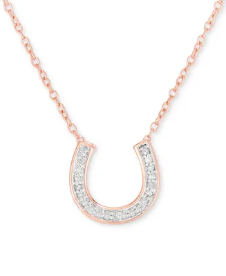 Diamond Horseshoe 18" Pendant Necklace (1/10 ct. t.w.) in 14k Rose Gold-Plated Sterling Silver - Rose Gold