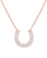 Diamond Horseshoe 18" Pendant Necklace (1/10 ct. t.w.) in 14k Rose Gold-Plated Sterling Silver - Rose Gold