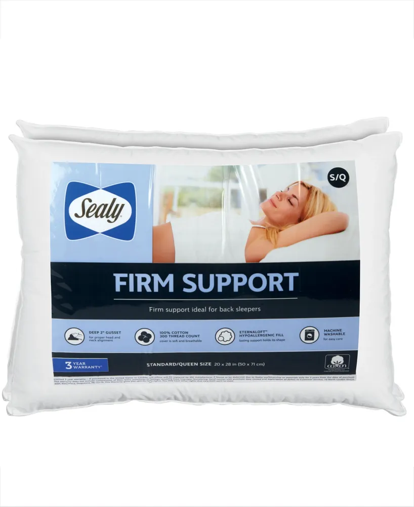 Sealy 100% Cotton Firm Support Standard/Queen Pillow 2 Pack