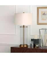 Hudson & Canal Rowan Table Lamp In Glass And Antique Brass