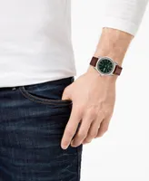 Seiko Men's Solar Essentials Brown Leather Strap Watch 40mm