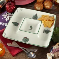 Spode Christmas Tree Square Chip & Dip Set