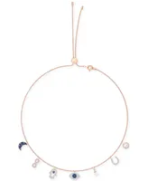 Swarovski Rose Gold-Tone Crystal Protective Charm Bolo Necklace