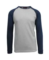 Galaxy By Harvic Men's Long Sleeve Thermal Shirt with Contrast Raglan Trim on Sleeves - Navy