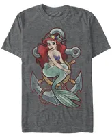 Disney Men's The Little Mermaid Ariel Vintage Anchor Tattoo Style Short Sleeve T-Shirt