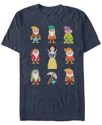 Disney Men's Snow White Pixelated Dwarf Crew Short Sleeve T-Shirt