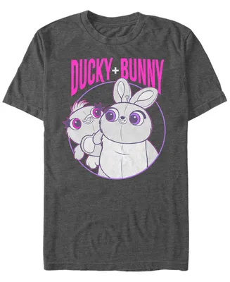 Disney Pixar Men's Toy Story 4 Ducky and Bunny Heavy Metal Buds Short Sleeve T-Shirt