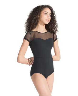 Women's Meryl Mesh Yoke Short Sleeve Leotard