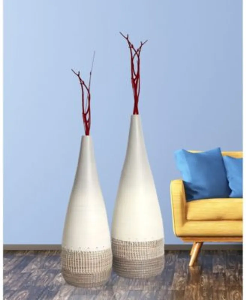 Uniquewise Spun Bamboo Coiled Seagrass Patterned Vase Collection