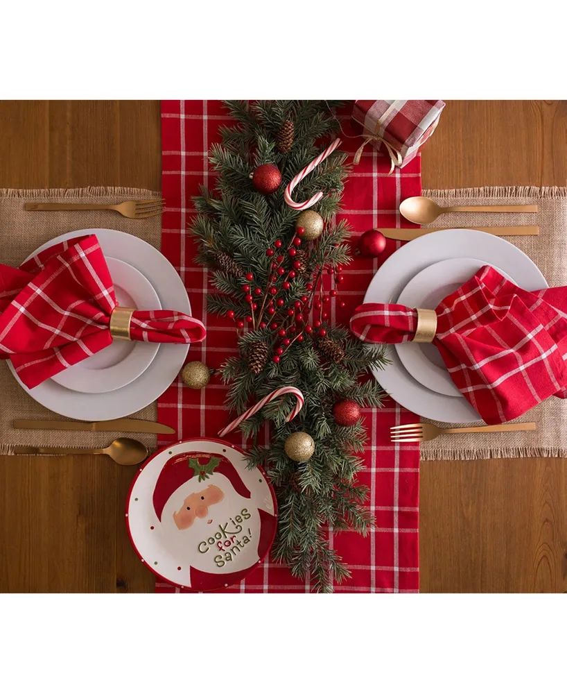 Design Imports Holly Berry Plaid Table Runner