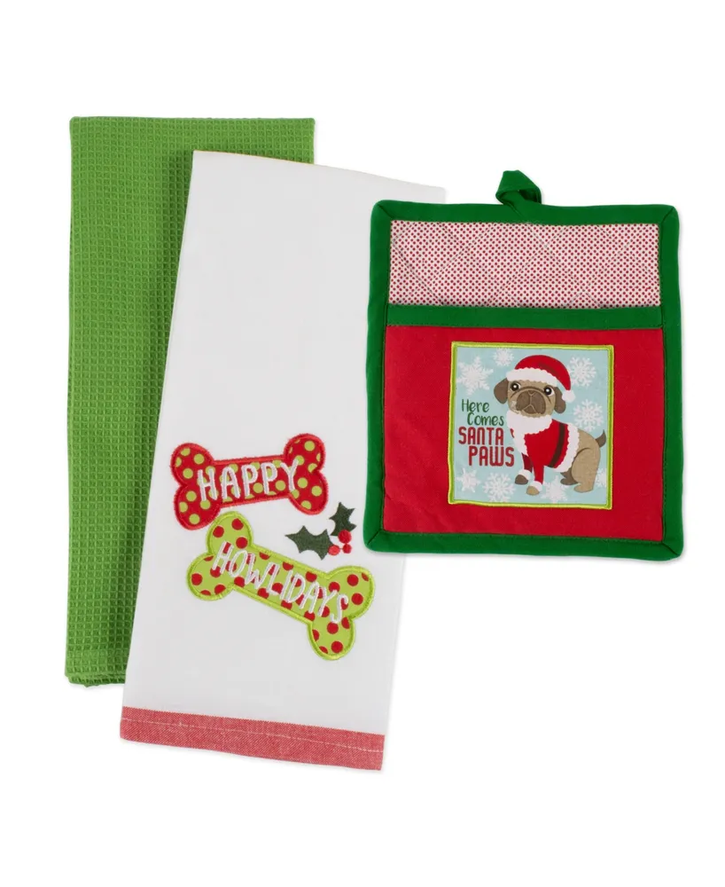 Design Imports X-mas Pup Embellished Kitchen Set