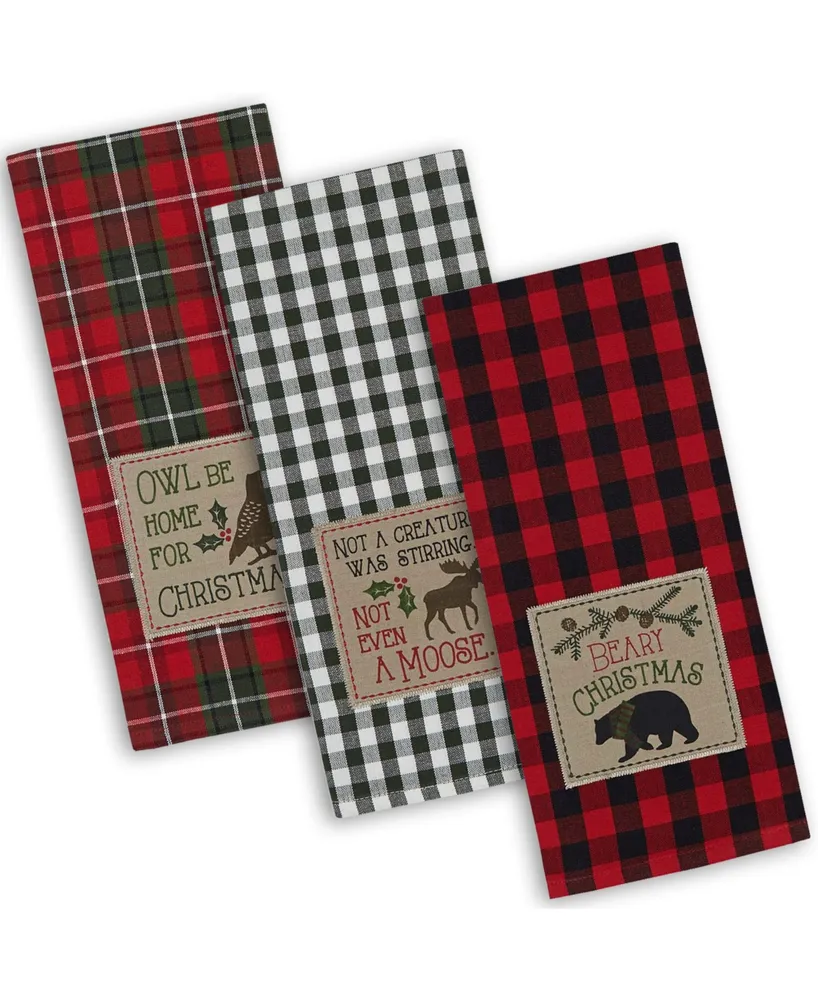 Design Imports Cabin Christmas Embroidered Dishtowel Set