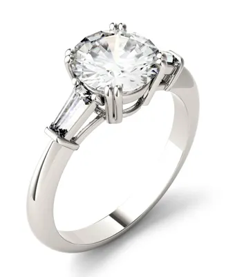 Moissanite Round and Baguette Engagement Ring (2-1/4 ct. tw.) 14k White Gold