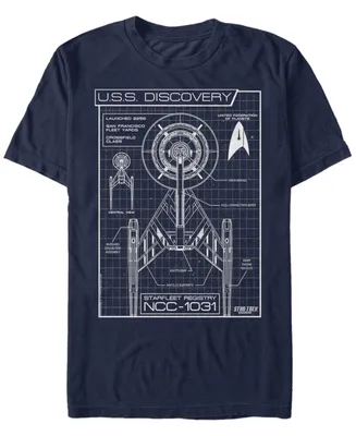 Star Trek Men's Discovery Ncc-1031 Schematic Short Sleeve T-Shirt