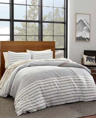 Closeout! Eddie Bauer Cooper Stripe Beige Duvet Cover Set