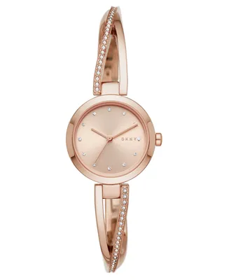 Dkny Women's Crosswalk Rose Gold-Tone Stainless Steel Bangle Bracelet Watch 26mm