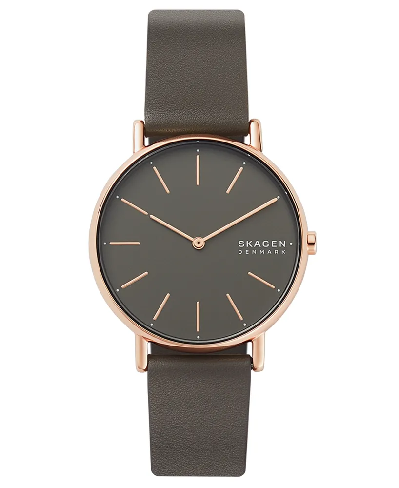 Skagen Women's Signatur Charcoal Leather Strap Watch 38mm