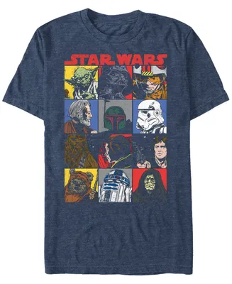 Star Wars Men's Classic Comic Character Squares Short Sleeve T-Shirt