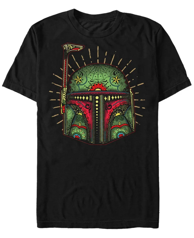 Star Wars Men's Boba Big Face Sugar Skull Short Sleeve T-Shirt