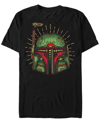 Star Wars Men's Boba Big Face Sugar Skull Short Sleeve T-Shirt
