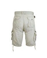 Galaxy By Harvic Men's Belted Cargo Shorts with Twill Flat Front Washed Utility Pockets