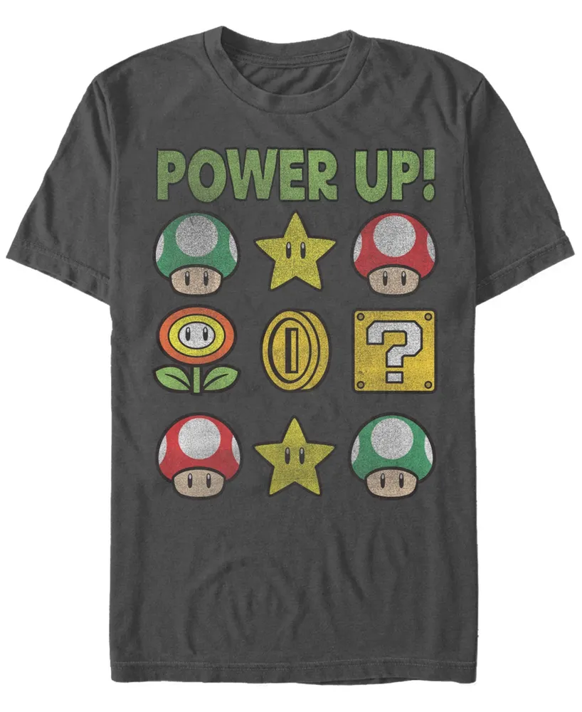 Nintendo Men's Super Mario Power Up Short Sleeve T-Shirt