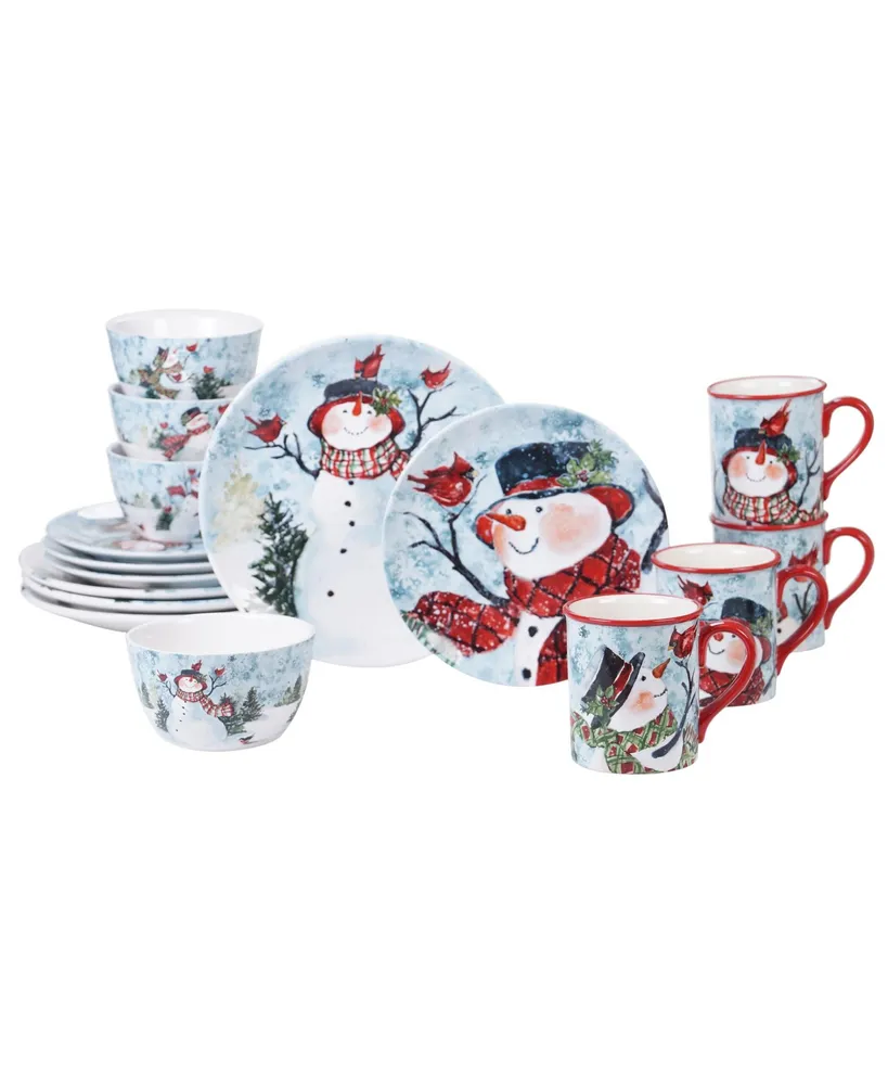 Certified International Watercolor Snowman 16pc Dinnerware Set