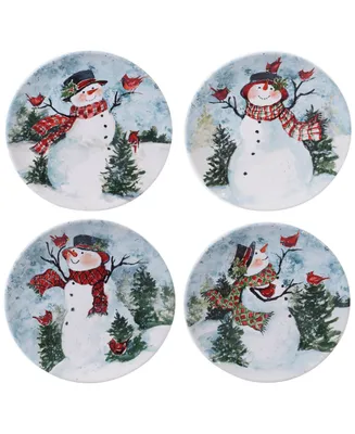 Closeout! Certified International Watercolor Snowman 4-Pc. Dinner Plate