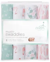 aden by aden + anais Baby Girls Printed Muslin Swaddles, Pack of 4