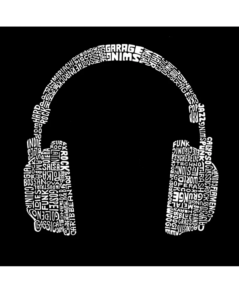 La Pop Art Men's Word Hoodie - Headphones 63 Genres of Music