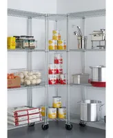 Trinity 4-Tier Corner Wire Shelving Rack Includes Wheels