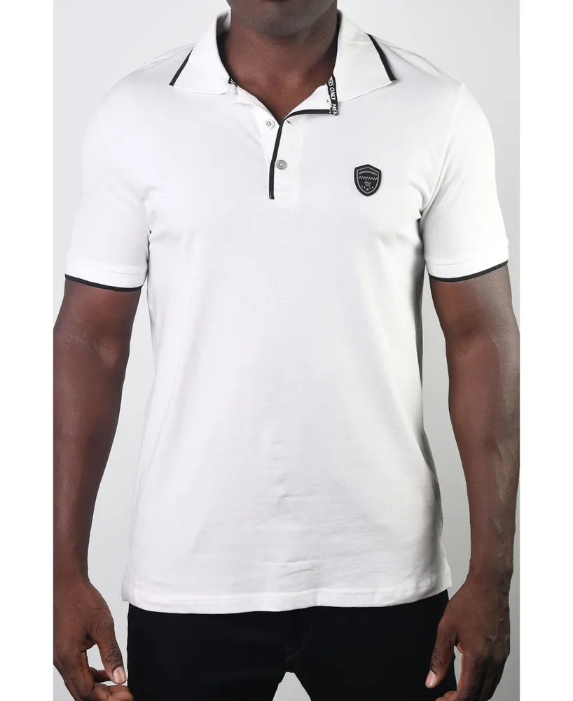 Members Only Men's Basic Short Sleeve Logo Botton Polo