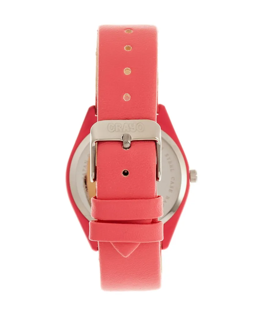 Crayo Unisex Dynamic Pink Leatherette Strap Watch 36mm