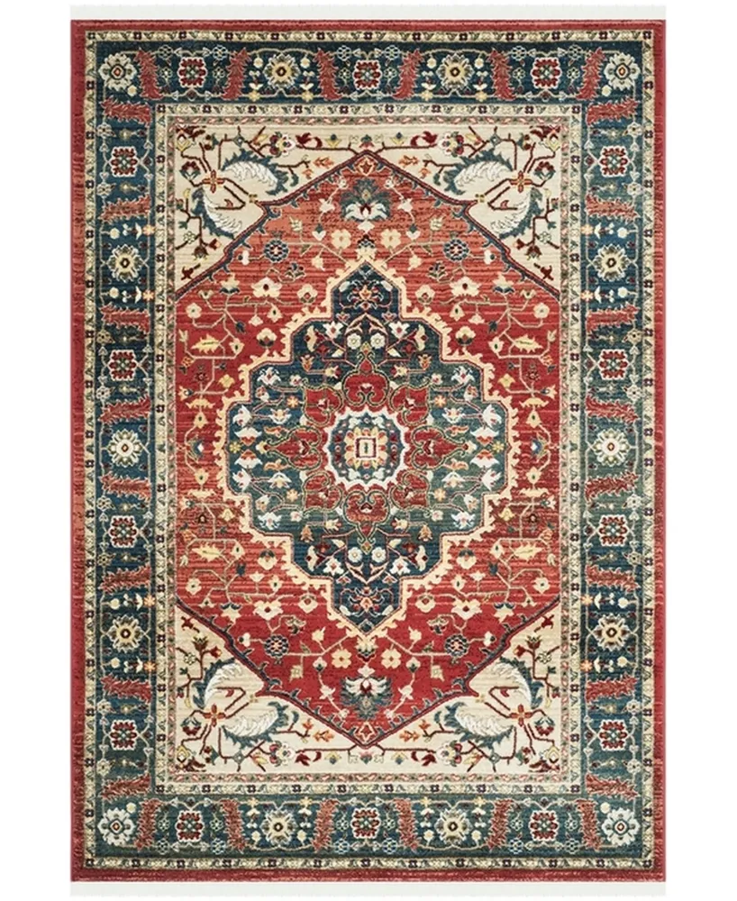 Lauren Ralph Lauren Chloe LRL1221A Red and Navy 5'1" X 7'6" Area Rug