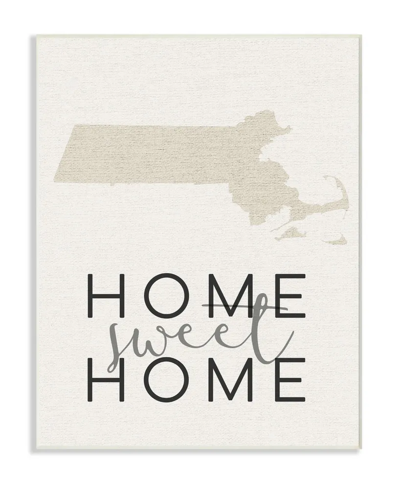 Stupell Industries Home Sweet Home Massachusetts Typography Wall Plaque Art, 10" x 15"