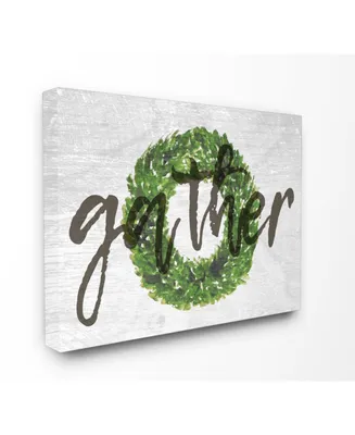 Stupell Industries Gather Boxwood Wreath Typography Canvas Wall Art